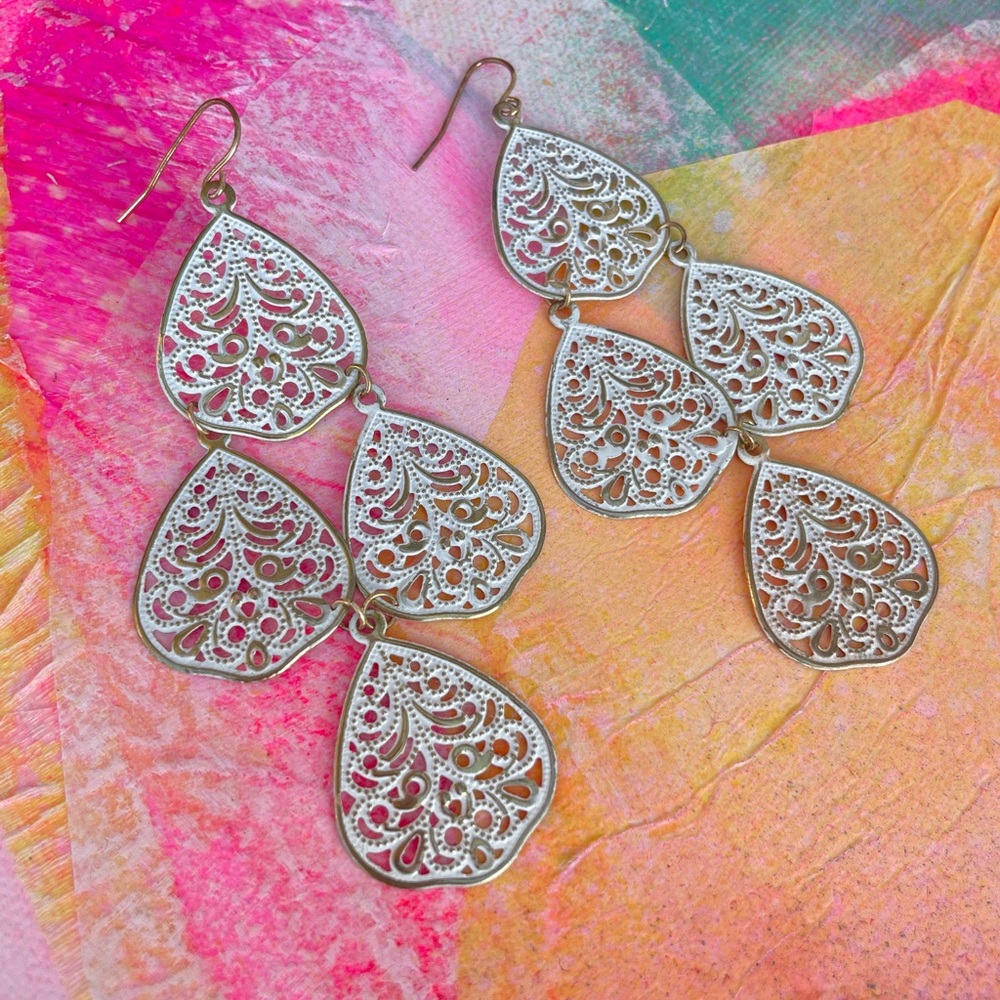 Chandelier earrings.
